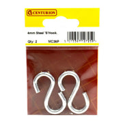Steel Ess Hooks, Zinc Plated, 4mm x 40mm - Pack of 10