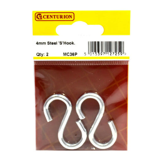 Steel Ess Hooks, Zinc Plated, 4mm x 40mm - Pack of 10