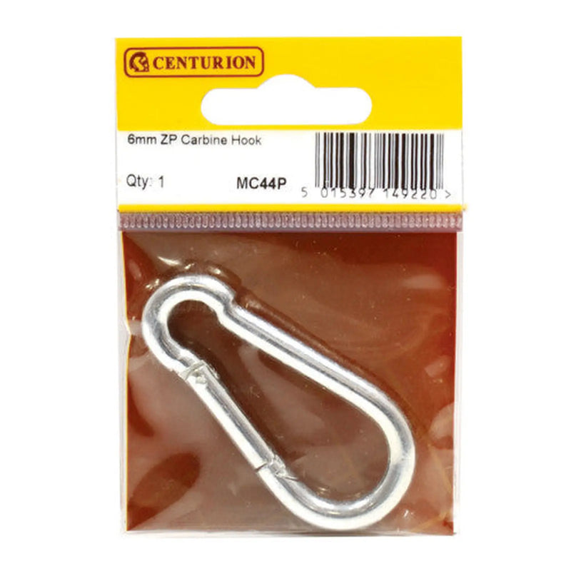 Carbine Hook, Zinc Plated, 6mm x 60mm - Pack of 5