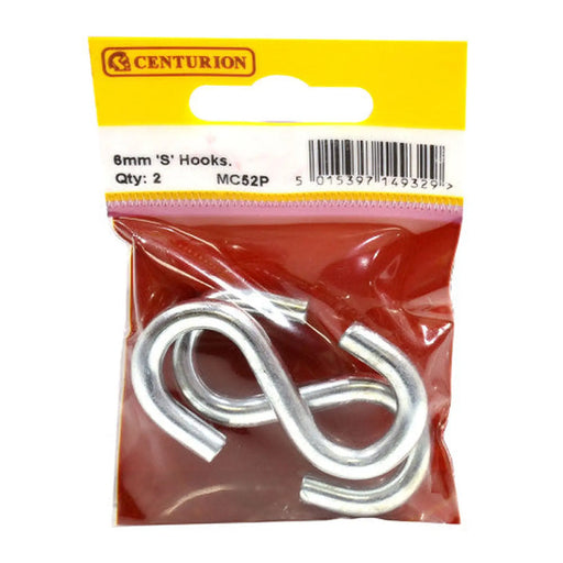 Steel Ess Hooks, Zinc Plated, 6mm x 60mm - Pack of 5