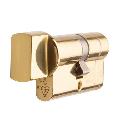 Mpx6 70Mm Euro Cylinder & Turn- Ktd - Polished Brass