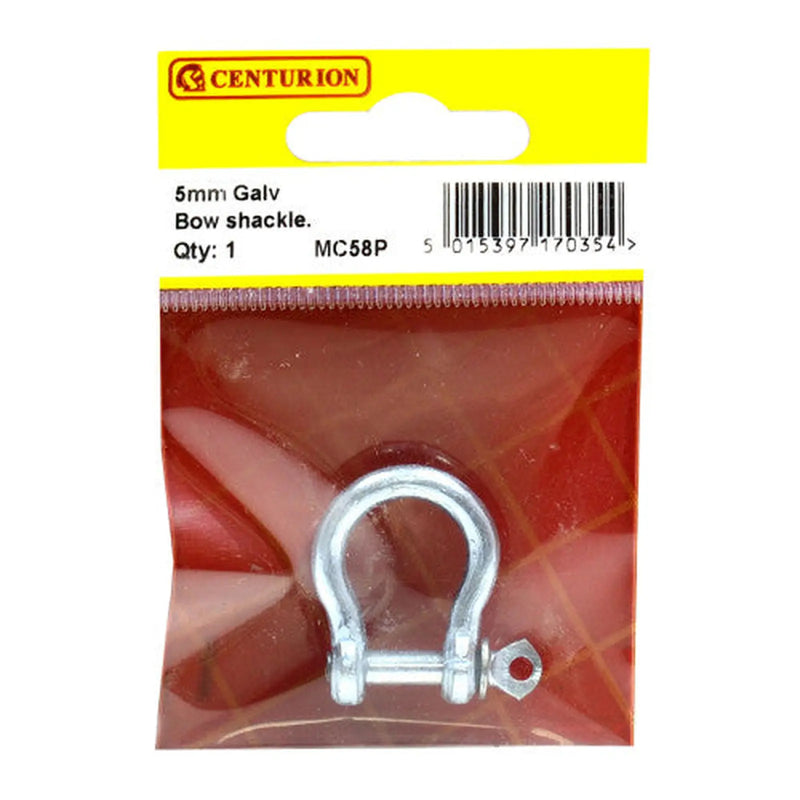 Steel Bow Shackles, Galvanised, 5mm x 19mm x 15mm - Pack of 5