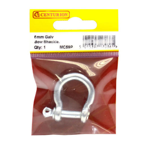 Steel Bow Shackles, Galvanised, 6mm x 25mm x 18mm - Pack of 5