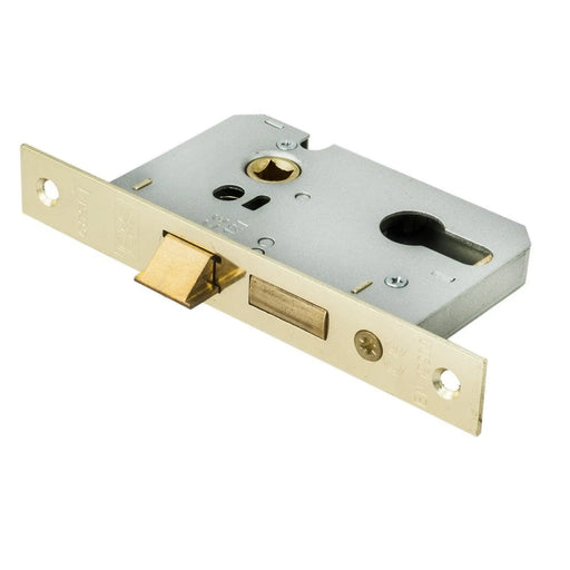 64Mm Sash Lock - Euro - 47.5Mm C/C - Square - Electro Brassed