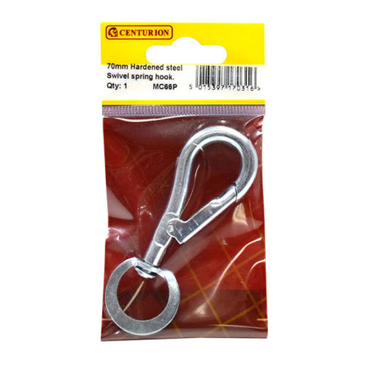 Steel Swivel Spring Hook, Zinc Plated, 7mm x 70mm - Pack of 5