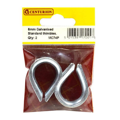 Steel Wire Rope Thimbles, Galvanised, 6mm - Pack of 10