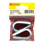 Steel Wire Rope Thimbles, Galvanised, 8mm - Pack of 10
