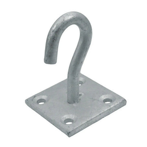 Steel Hook On Plate, Galvanised, 8mm x 50mm - Pack of 10