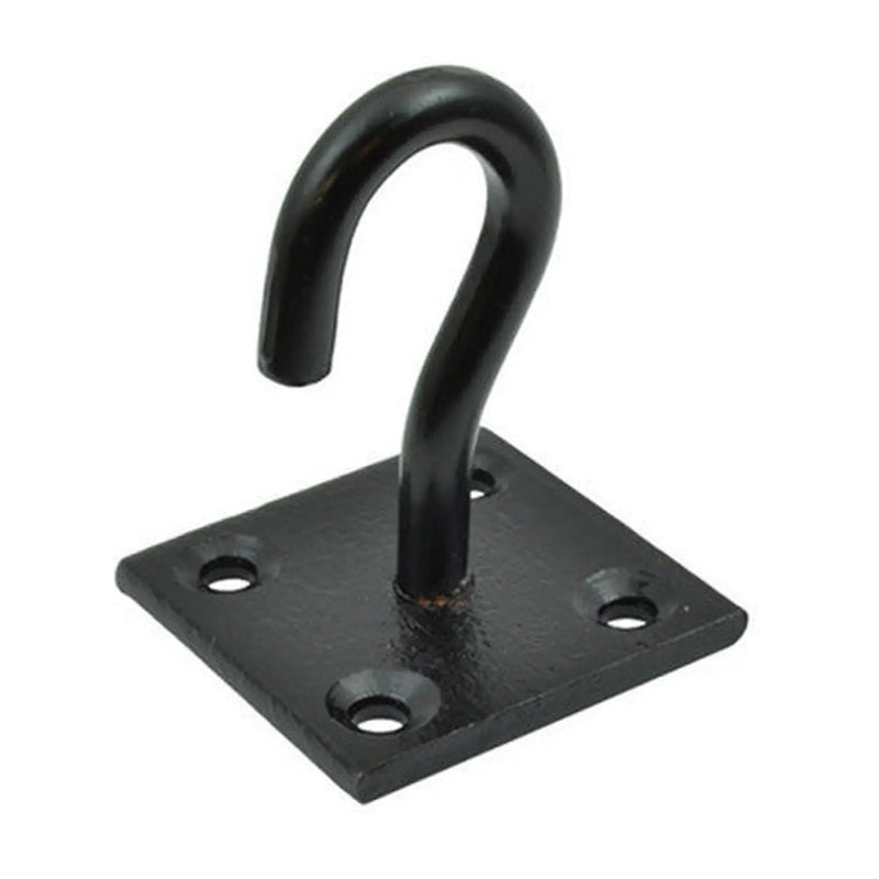 Steel Hook On Plate, Black, 8mm x 50mm - Pack of 10