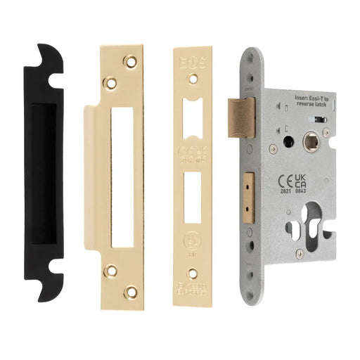 64Mm Heavy Duty Sashlock - Euro - 47.5Mm C/C - Radius - Stainless Brass
