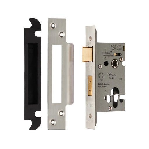 64Mm Heavy Duty Sashlock - Euro - 47.5Mm C/C - Radius - Satin Stainless Steel