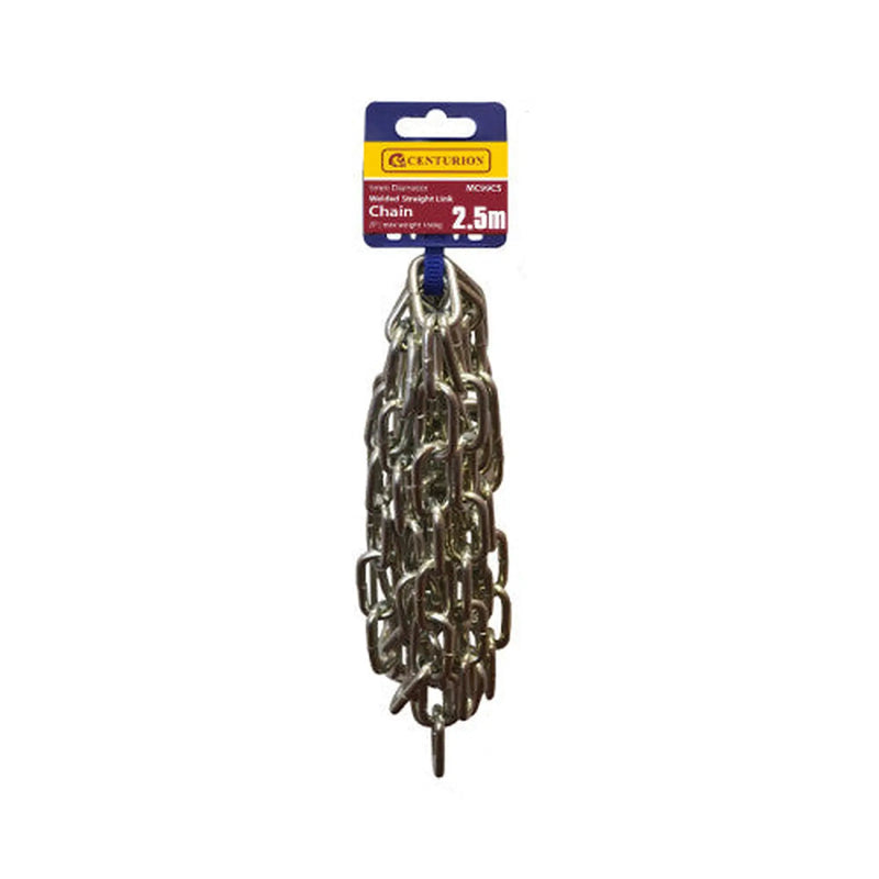 Steel Welded Straight Link Pre Cut Chain, Zinc Plated, 5mm x 28mm x - Pack of 5