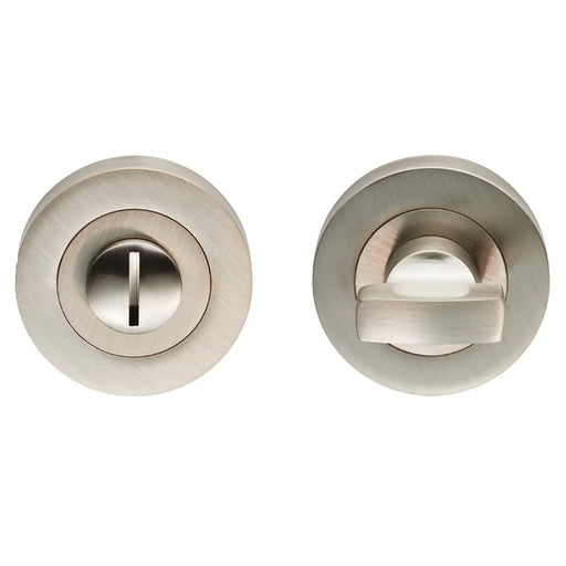 Turn & Release - 5Mm Spindle - Screw-On Round Rose - Satin Nickel