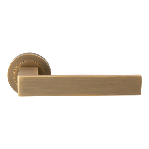 Sasso Lever On Sprung Screw-On Round Rose - Antique Brass