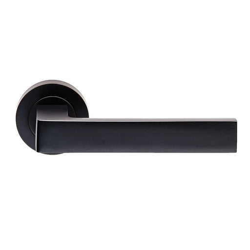 Sasso Lever On Sprung Screw-On Round Rose - Matt Black