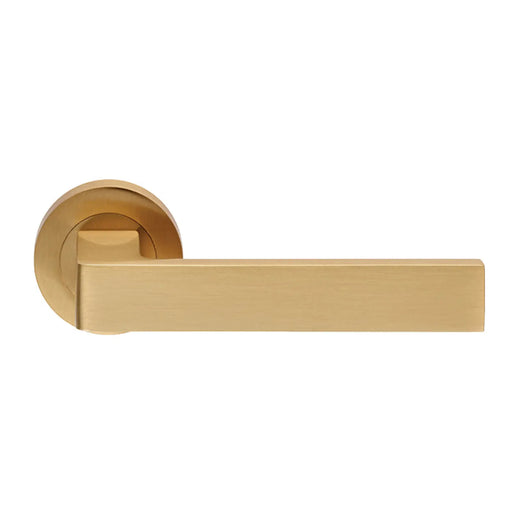 Sasso Lever On Sprung Screw-On Round Rose - Satin Brass