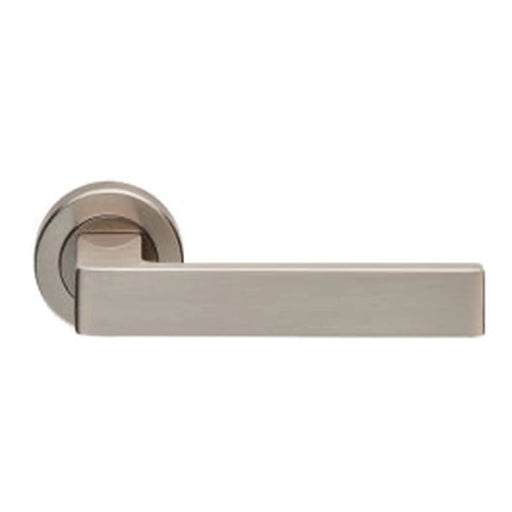 Sasso Lever On Sprung Screw-On Round Rose - Satin Nickel