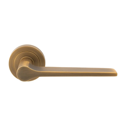 Velino Lever On Sprung Screw-On Round Rose - Antique Brass