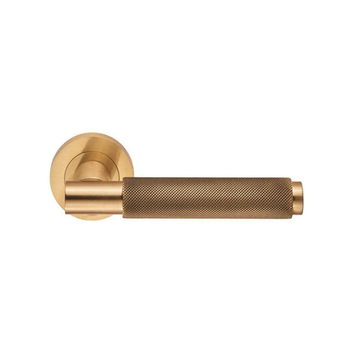 Varese Lever On Sprung Screw-On Round Rose - Satin Brass