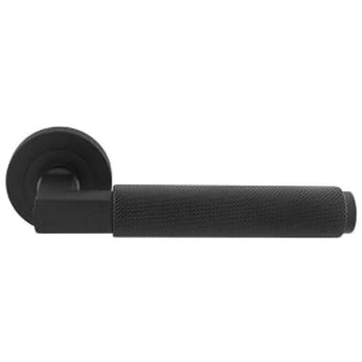 Terazzo Knurled Lever On Sprung Screw-On Round Rose - Matt Black