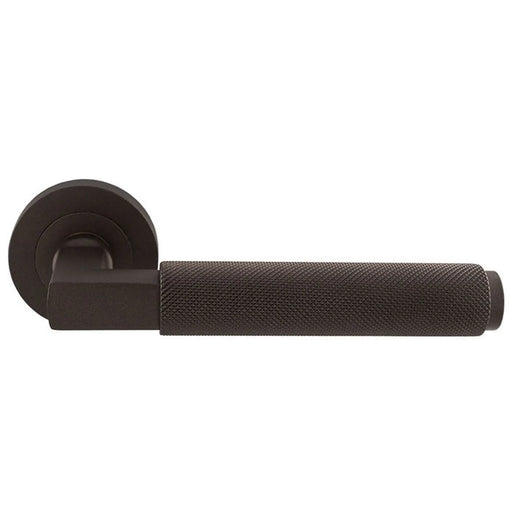 Terazzo Knurled Lever On Sprung Screw-On Round Rose - Matt Bronze