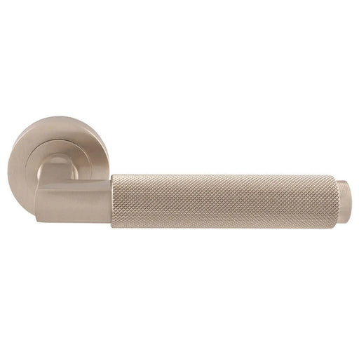 Terazzo Lever On Sprung Screw-On Round Rose - Satin Nickel