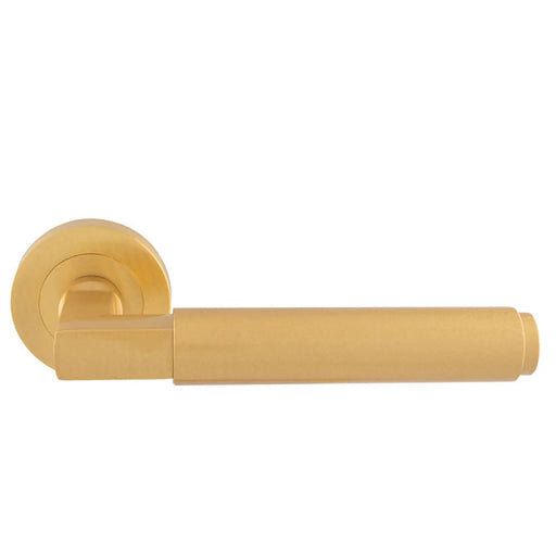 Masano Lever On Sprung Screw-On Round Rose - Satin Brass