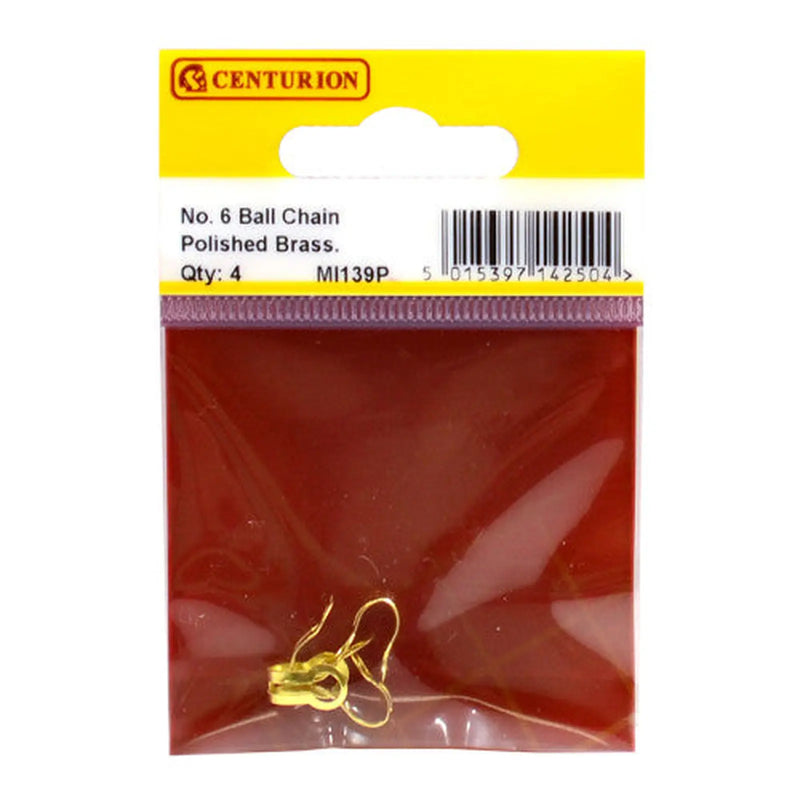 Solid Brass Ball Chain End Attachment, Polished Brass, No.6 - Pack of 5