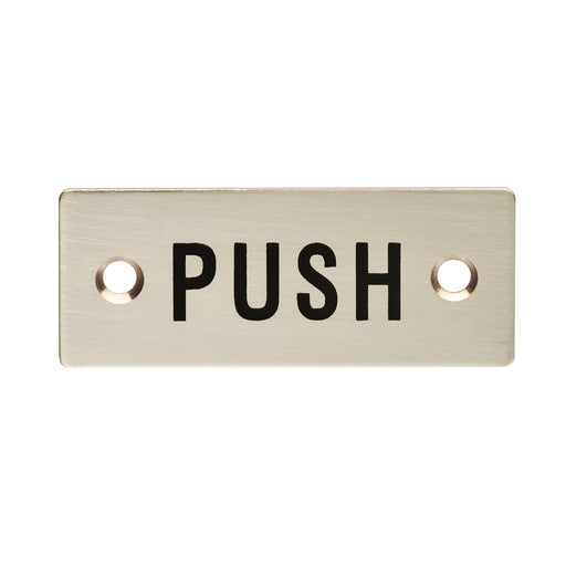 30 X 75Mm - Push Sign - Face Fix - Satin Stainless Steel