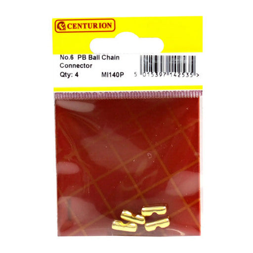 Solid Brass Ball Chain Connector, Polished Brass, No.6 - Min Order 6