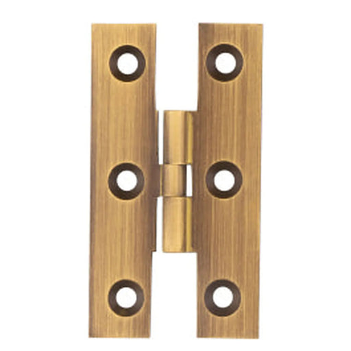 64 X 35 X 2Mm H Pattern Cabinet Hinge C/W Screws (Pair) - Antique Brass 64 x 35 x 2