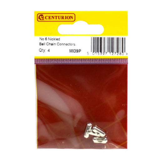 Solid Brass Ball Chain Connector, Nickel Plated, No.6 - Pack of 5