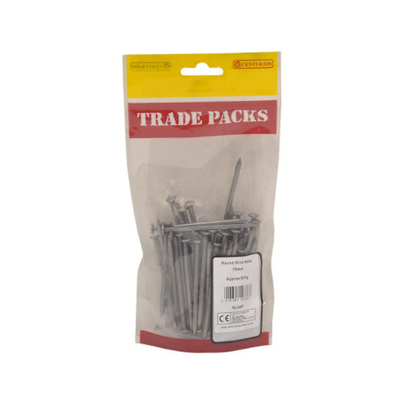 Bright Round Wire Nails - Steel - 75mm - (500g Pack) - Pack of 5