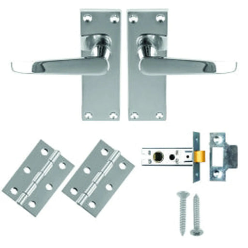 Contract Victorian Straight Latch Pack - Polished Chrome 118 X 40MM