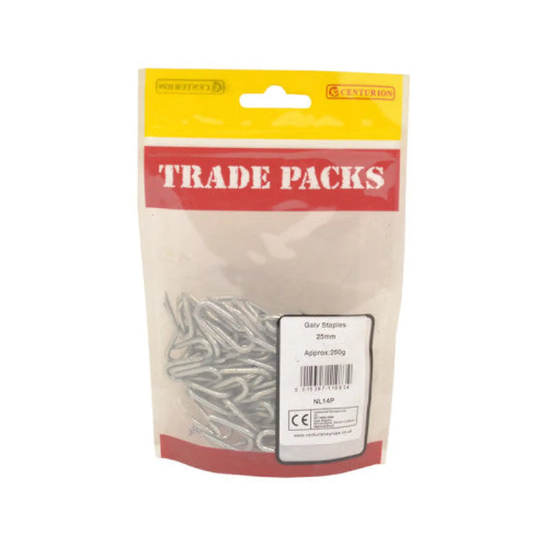 Staples - Galvanised - 25mm - (250g Pack) - Pack of 5