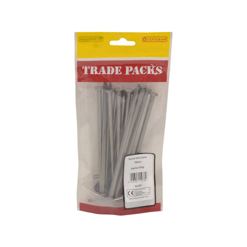 Bright Round Wire Nails - Steel - 150mm - (500g Pack) - Pack of 5