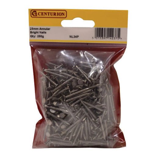 25mm Bright Annular Ring Nails - Pack of 5