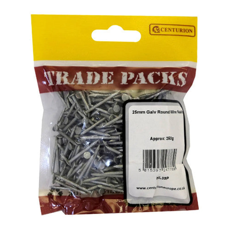 25mm Galv Round Wire Nails - Pack of 5