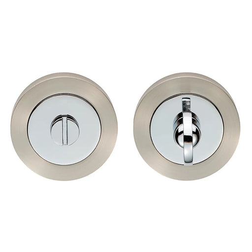 Turn & Release - 5Mm Spindle - Screw-On Round Rose - Satin Nickel/Polished Chrome 52 x 8
