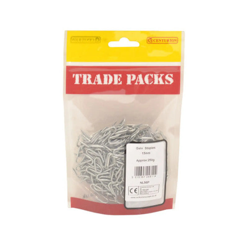 Staples - Galvanised - 15mm - (250g Pack) - Pack of 5