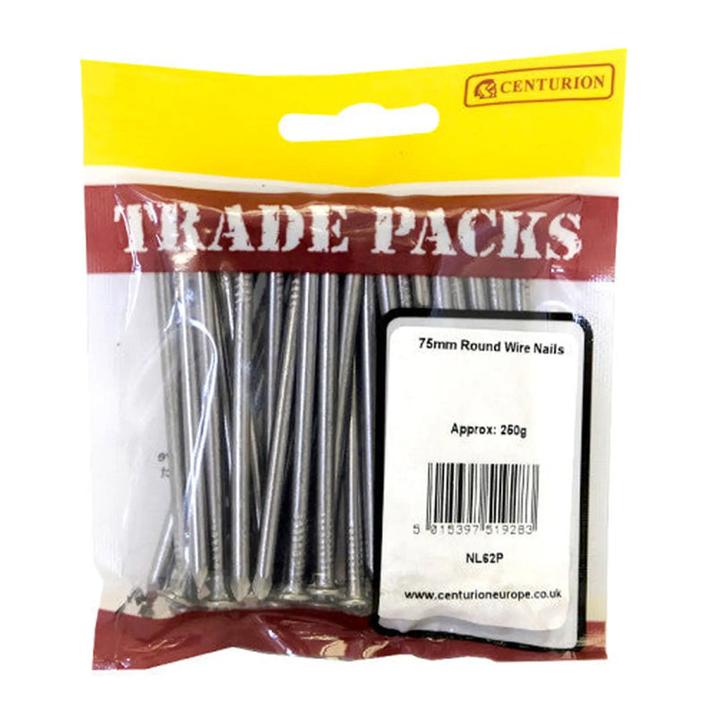75mm Round Wire Nails - 250g - Pack of 5