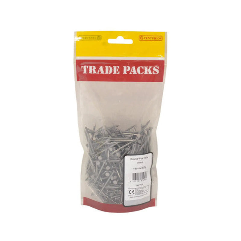Round Wire Nails - Steel - 40mm - (500g Pack) - Pack of 5