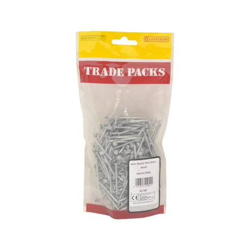 Round Wire Nails - Galvanised - 40mm - (500g Pack) - Pack of 5