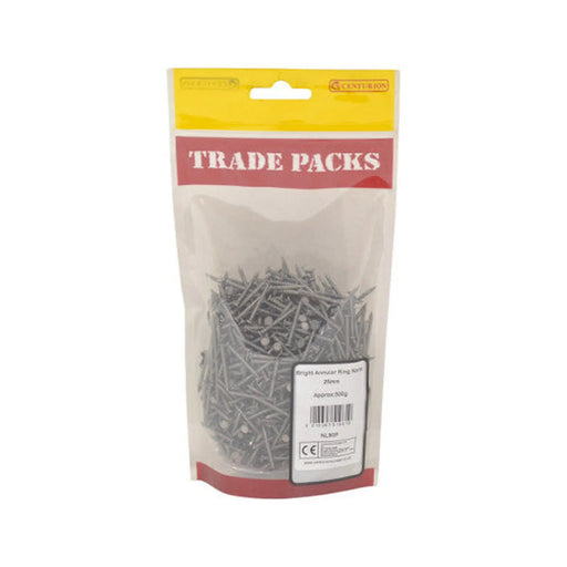 Bright Annular Ring Nails - Steel - 25mm - (500g Pack) - Pack of 5