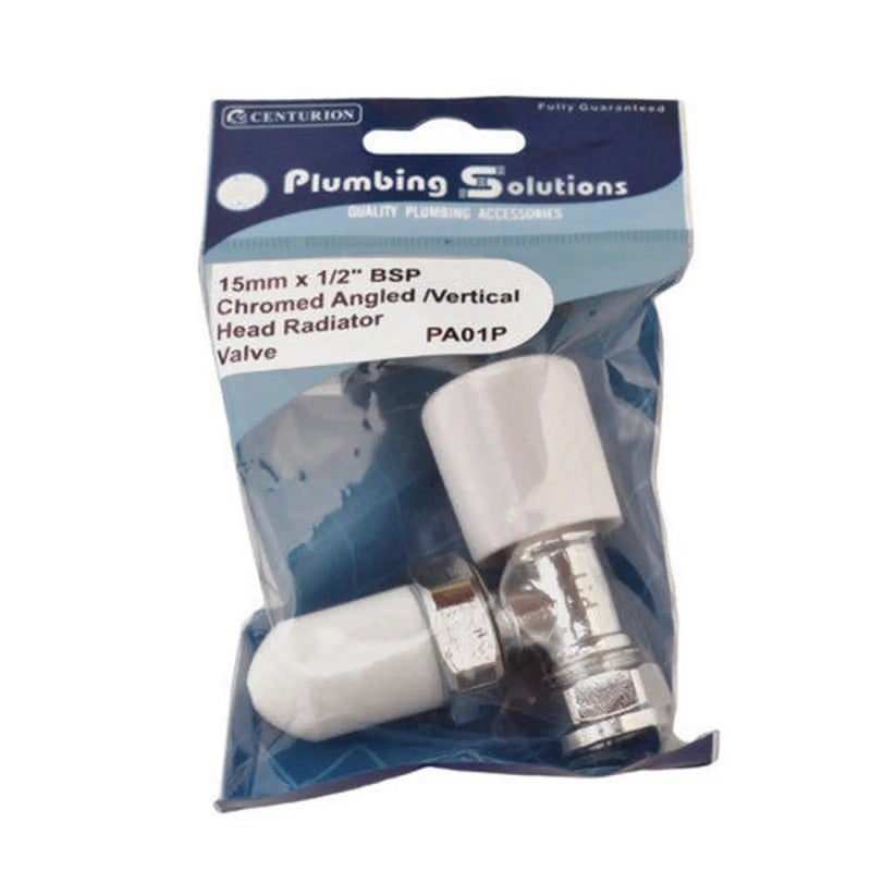 15mm x 1/2" BSP Chromed Angled /Vertical Head Radiator Valve - Pack of 3