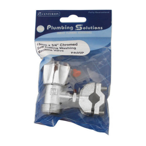 15mm Self Cutting Appliance Stop Valve - Chrome Plated - Pack of 3