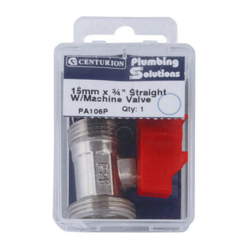 Straight 15mm x 3/4" BSP Appliance Stop Valve - Pack of 5