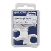 15mm Plastic Snap Fix Pipe Clips (Pack of 4) - Pack of 5