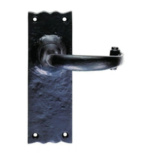 Traditional Lever On Face-Fix Backplate - Latch - Black Antique 152 X 55