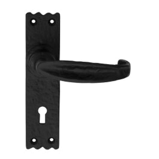 Slimline V Lever On Face-Fix Backplate - Lock 57Mm C/C - Black Antique 152mm x 38mm
